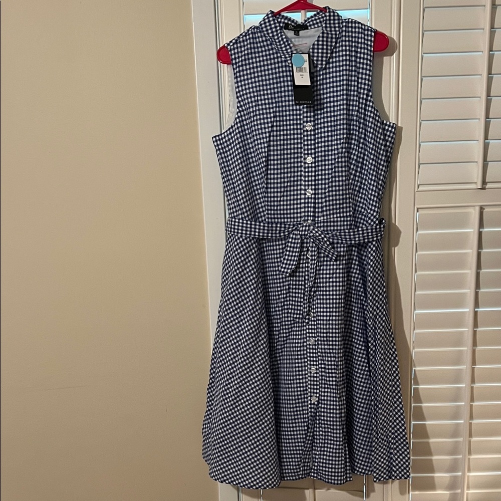 Chetta B Navy Gingham Midi Dress